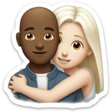 Little white sister hugging big white brother sticker