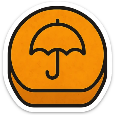 dalgona candy with umbrella shape, playful icon sticker