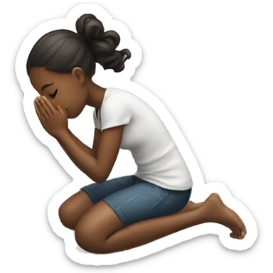 girl on her knees praying sticker