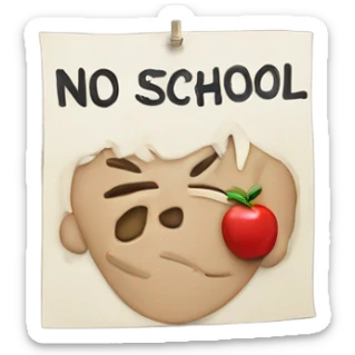 Placard with "no school" written on it sticker