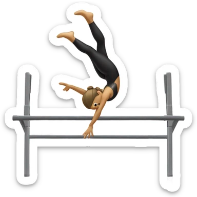 Gymnast doing handstand on top of uneven bars sticker