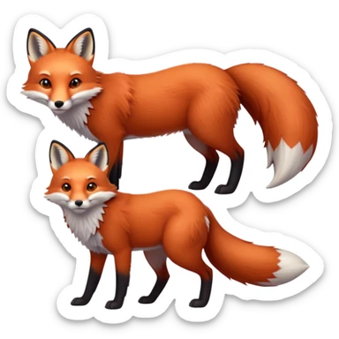 cinematic-[fox]-realistic-full-body-standing on all fours-emoji,-tail-tucked-close,-head-tilted-dramatically,-fox-[red]-fur,-simplified-yet-realistic-focused-features,-highly-detailed,-glowing-with-an-almost-sarcastic-glow  expressive eyes sticker