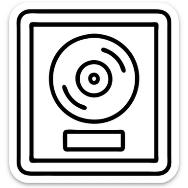 outlined icon of a platinum record award in a frame, minimal detail sticker