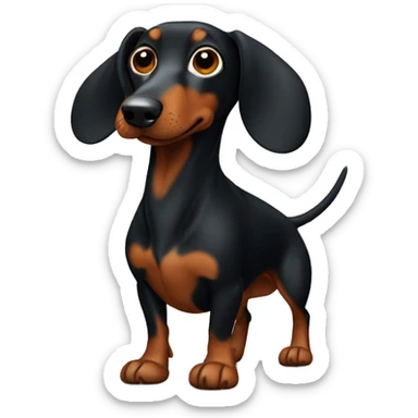 black weiner dog with long nose and big ears sticker