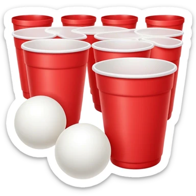 identical red cups and 1 white ping pong ball sticker