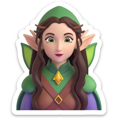 female elf with long hair and pointed ears sticker