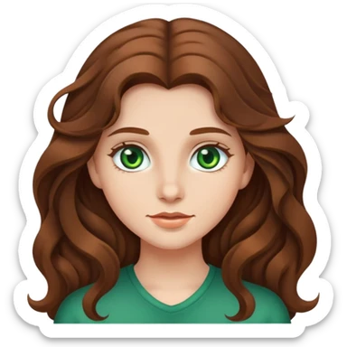 Girl with long wavy brown hair and green eyes sticker