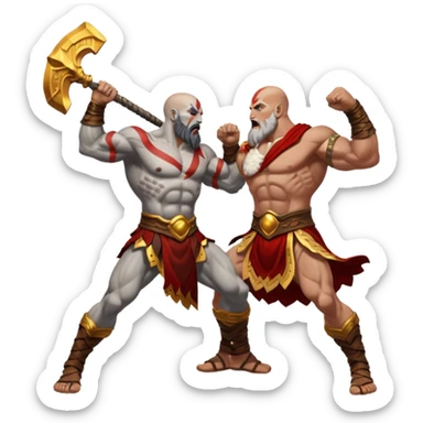Kratos fighting zeus sticker