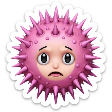 pink sad virus with many spike sticker