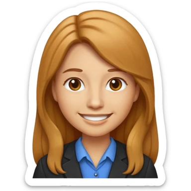 teacher emoji long caramel hair light skin sticker