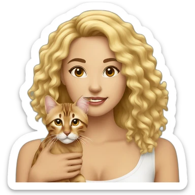 Pretty-curly-blonde-woman-with-bengal-cat sticker