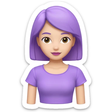 A 3D cartoon lavender-purple women’s top, smooth rounded neckline, simple design, glossy surface, plain background, Memoji-style. sticker