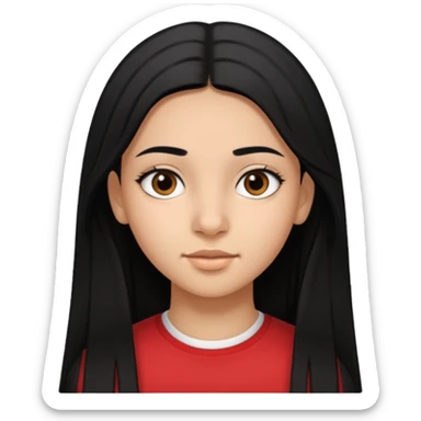 Fait une fille de 15 ans tunisienne avec les cheveux noir lisse avec la peau un peut métisse tunisienne un nez un peut plus gros  sticker