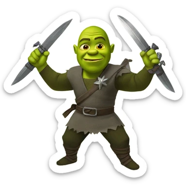 Shrek with ninja star  sticker