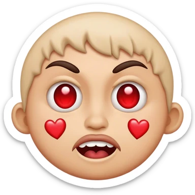 mad face with hearts sticker