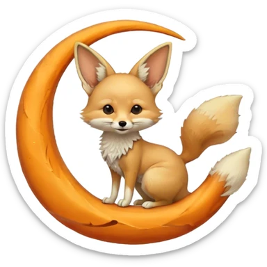 fennec on a moon sickle  sticker