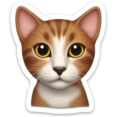 a cat of three colors red, black and brown. and light nose sticker