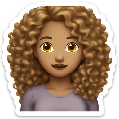light skin girl long curly brown hair  sticker