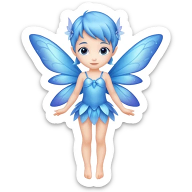 full body of little blue fairy sticker