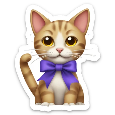 cat winking emoji wth ribbon sticker