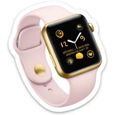 Gold Apple Watch with a light pink band on an angle sticker