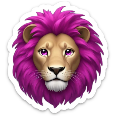 Lion with magenta hair, glowing white eye, purple furr sticker