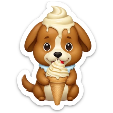 Dog eating ice cream sticker