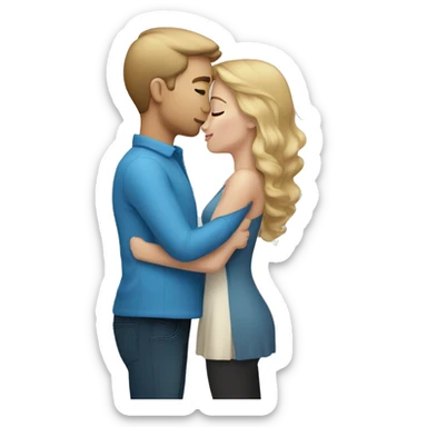 couple with light skin and dark blonde hair and blue eyes kissing sticker