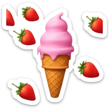 pink ice cream cone with strawberry  sticker