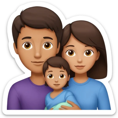 a brunette boy with his girlfriend and brunette 2 year old sticker