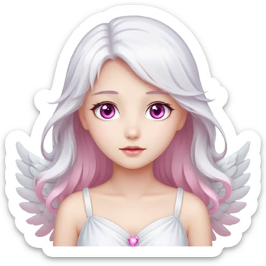 An angel with sparkling pink eyes and fair skin, very beautiful. sticker