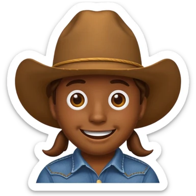 Poop emoji wearing a cowboy hat sticker