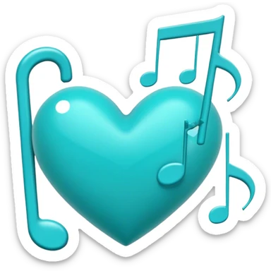 Turquoise heart and notes sticker