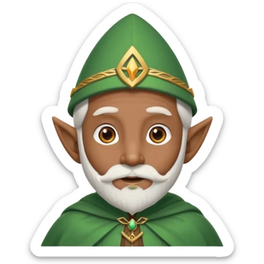 Wise elf with white beard, brown skin and cape sticker