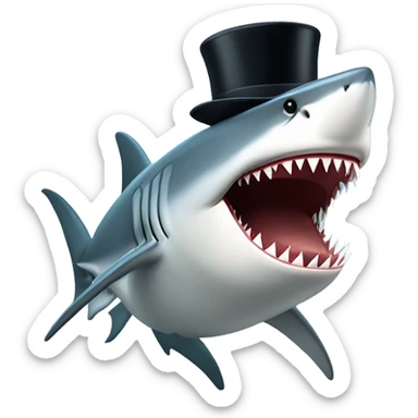 shark with a tophat sticker