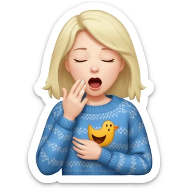 yawning woman in sweater sticker