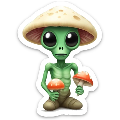 Alien with mushroom sticker