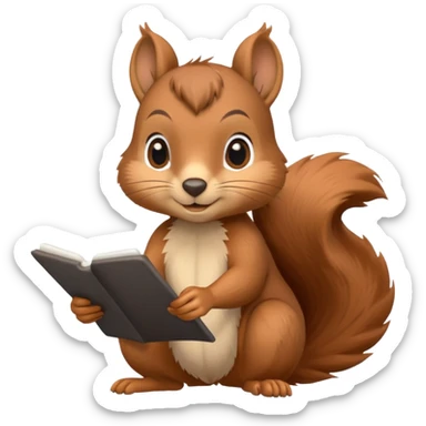 cute squirrel writing on a piece of paper sticker