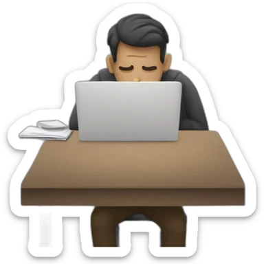 Homme triste devant un ordinateur  sticker