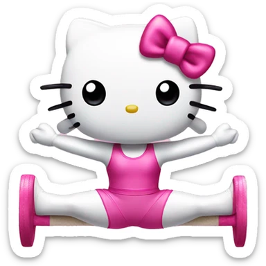 hello kitty doing splits during gymnastics routine sticker