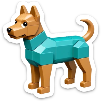 teal lego dog sticker