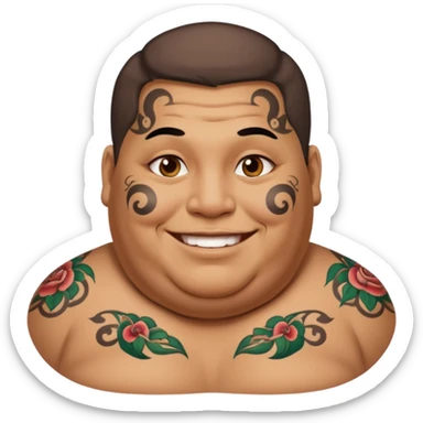 obese man with lots of face tattoo sticker