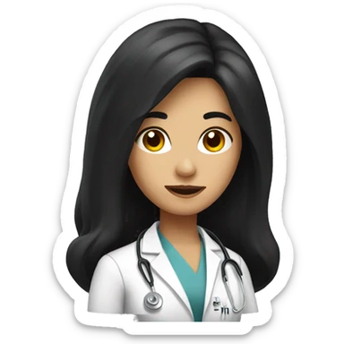 lady doctor with long black hair sticker