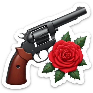 A minimalist side-profile pistol silhouette wrapped in elegant thorned roses. The roses should weave naturally around the frame and grip, with subtle thorns curling along the barrel. sticker