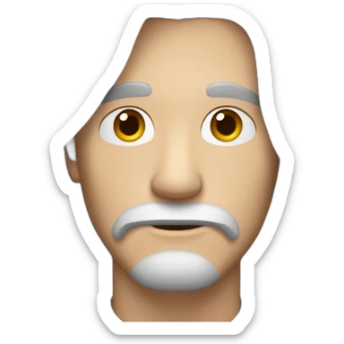 white guy tainted gray hair, brown eyebrows, mid 20s sticker