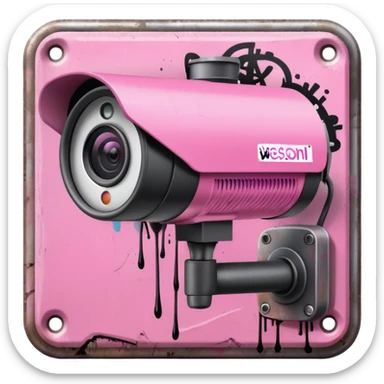 Security Camera pink with graffity sticker