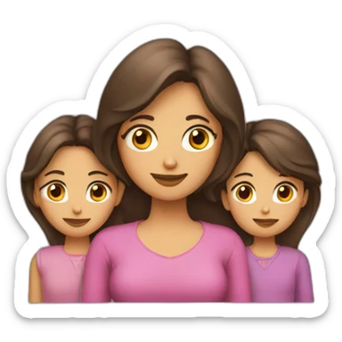 madre y dos hijas pelo largo sticker