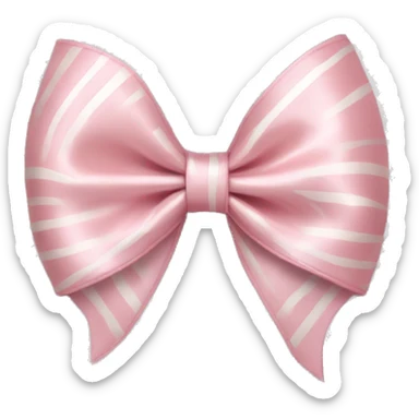 Light pink Satin bow with thin white stripes sticker