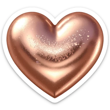 Edit the glittery gold color heart to a glittery rose gold color heart with a subtle gradient and no border. Keep the background transparent. Maintain the glittery texture and subtle gradient effect in rose gold tones sticker