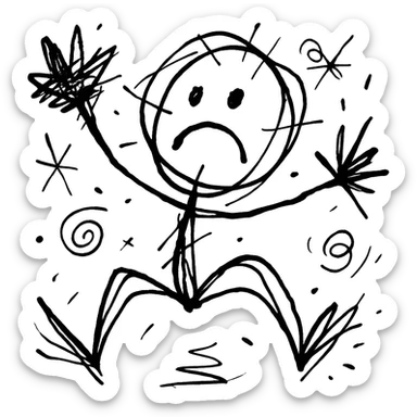 hand-drawn stick figure with chaotic lines sticker